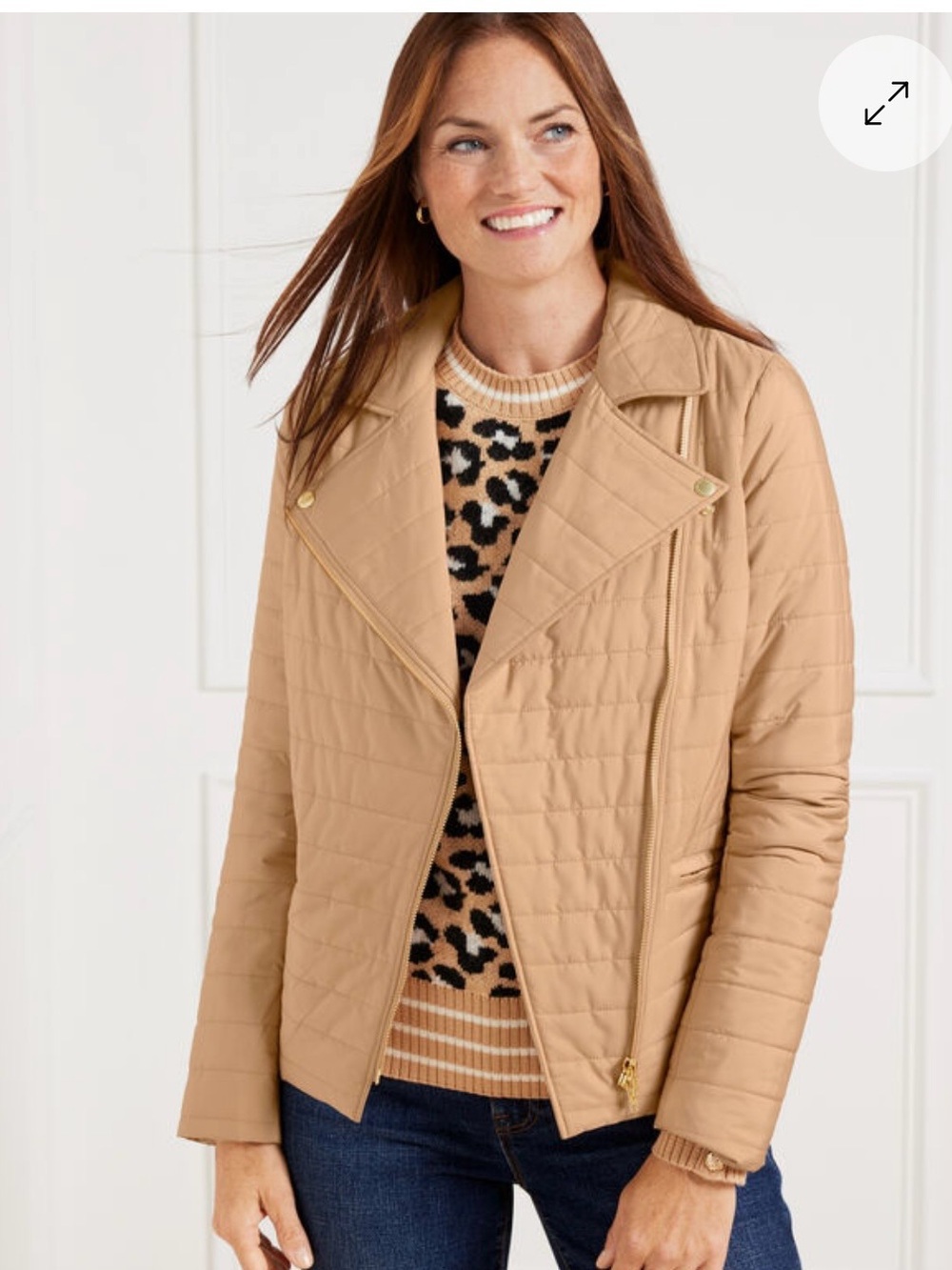 Talbots quilted moto jacket womens size medium minimalist lightweight packable